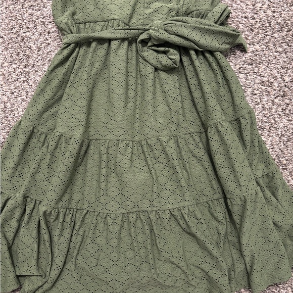 NWT Lane Bryant Knit Eyelet Split-Neck Dress Olive Green Size 14 16 - Picture 7 of 9